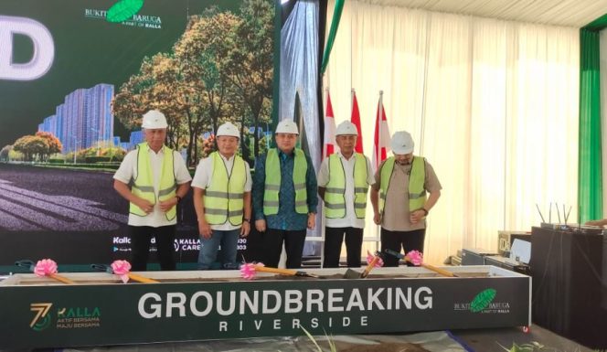 
					Wali Kota Makassar, Munafri Arifuddin, bersama perwakilan KALLA Land & Property saat prosesi groundbreaking Jalur Riverside Leimena–Perintis, Jumat (10/10/2025). (Foto: Ist)